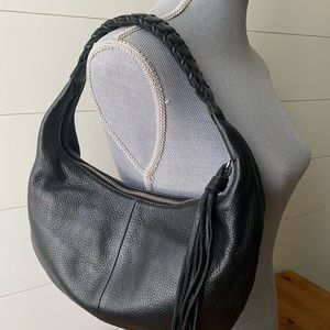 Banana Republic black pebbled leather hobo